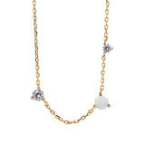Sterling silver Opal and cubic speckle necklace - Gold