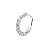 Sterling silver paved nose hoop - Silver