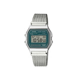 Casio - Retro Mesh Digital Watch - Silver/Green