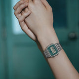Casio - Retro Mesh Digital Watch - Silver/Green