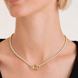 Guess - Logo & Crystals Tennis Necklace - Gold
