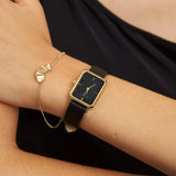 Rosefield - Octagon Black Leather Watch - Gold