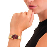 Rosefield Watch - Oval Sunray - Gold/Burgundy