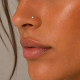 9KT Gold Cubic Nose Stud - Crystal