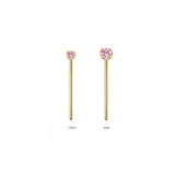 9KT Gold Cubic Nose Stud - Pink