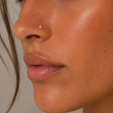 9KT Gold Cubic Nose Stud - Pink