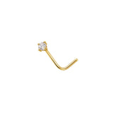 14KT Gold Cubic Prong Set Nose stud - Gold