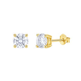 Sterling silver Round CZ stud earring - Gold