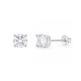 Sterling silver Round CZ stud earring - Silver