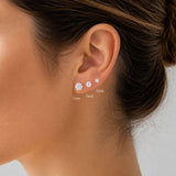 Sterling silver Round CZ stud earring - Silver