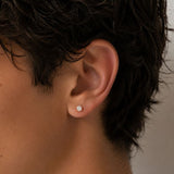 Sterling silver Round CZ stud earring - Silver