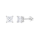 Sterling silver Square CZ stud earrings - Silver