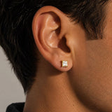 Sterling silver Square CZ stud earrings - Silver