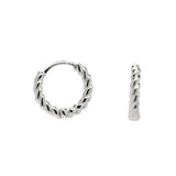 Sterling silver Rope huggies - Silver