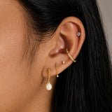 Sterling silver freshwater pearl Huggie Earrings - Gold