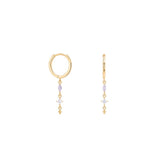 Sterling silver Marquise Opal huggies - Gold