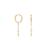 Sterling silver Marquise Opal huggies - Gold
