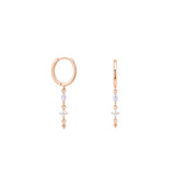 Sterling silver Marquise Opal huggies - Rose gold