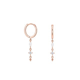 Sterling silver Marquise Opal huggies - Rose gold
