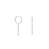 Sterling silver Marquise Opal huggies - Silver
