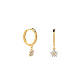 Sterling silver Dahlia Dangle huggies - Gold
