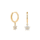 Sterling silver Dahlia Dangle huggies - Gold