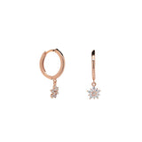 Sterling silver Dahlia Dangle huggies - Rose gold
