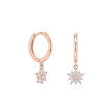 Sterling silver Dahlia Dangle huggies - Rose gold