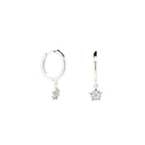 Sterling silver Dahlia Dangle huggies - Silver