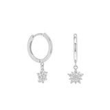 Sterling silver Dahlia Dangle huggies - Silver