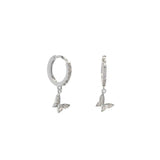 Sterling silver Butterfly huggies - Silver