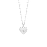 Petite Heart Locket & Gem Necklace - Silver