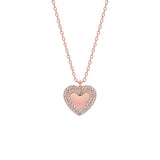 Cubic Paved Heart Bomb Necklace - Rose gold