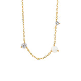 Sterling silver Opal and cubic speckle necklace - Gold
