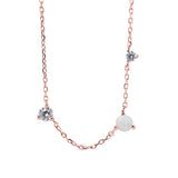 Sterling silver Opal and cubic speckle necklace - Rose gold
