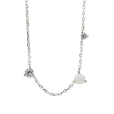 Sterling silver Opal and cubic speckle necklace - Silver