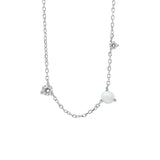 Sterling silver Opal and cubic speckle necklace - Silver