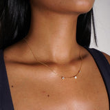 Sterling silver Opal and cubic speckle necklace - Silver