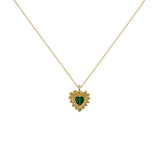 Emerald Vintage Heart Necklace - Gold