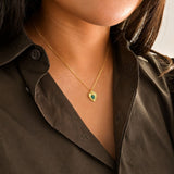 Emerald Vintage Heart Necklace - Silver