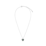 Emerald Vintage Heart Necklace - Silver