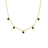 Mini Emerald Heart Necklace - Gold