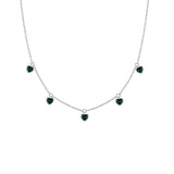 Mini Emerald Heart Necklace - Silver