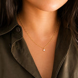 Cubic Opalite Italian Chain Necklace - Silver