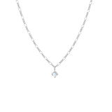Cubic Opalite Italian Chain Necklace - Silver
