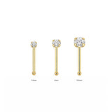 Sterling silver Cubic zirconia ball nose studs - 18KT Gold plated