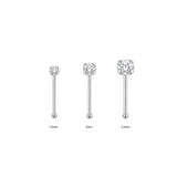 Sterling silver Cubic zirconia ball nose studs - Silver
