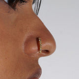 Sterling silver paved nose hoop - Silver