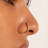 Sterling silver paved nose hoop - Gold