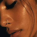 Sterling silver paved nose hoop - Silver